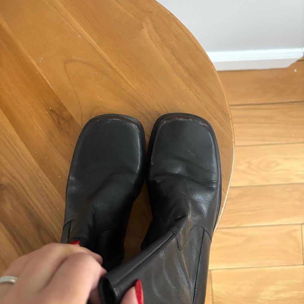 Vintage 90s Y2K Nine West square toe black leather boots size 6 carolyn bessette - Picture 5 of 11